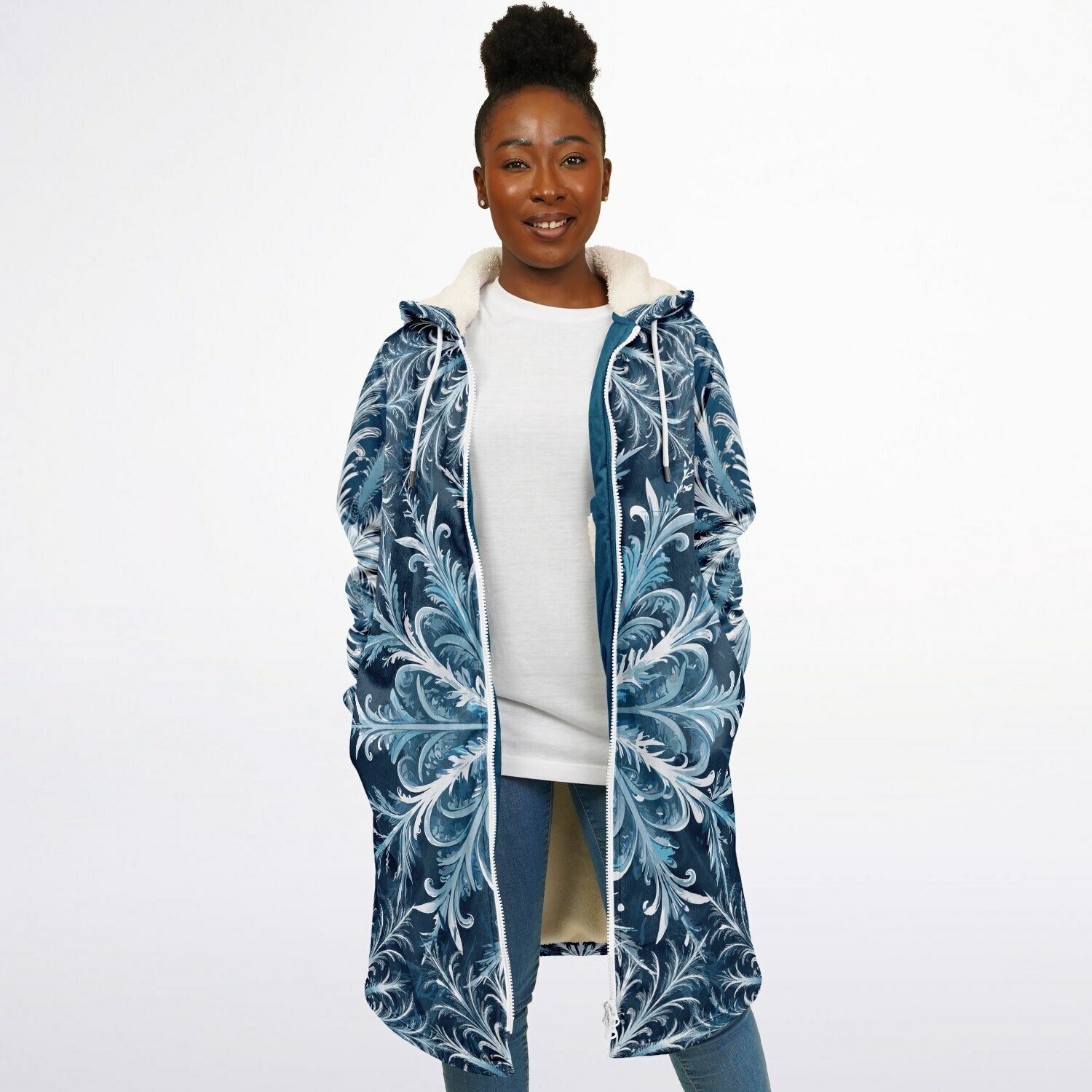 Soft as snowfall - Unisex Hooded Cloak with zippers