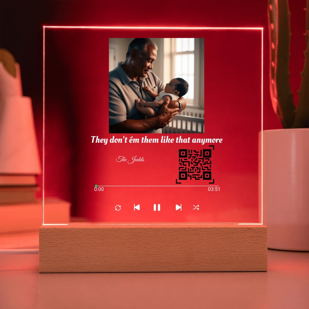 mockup Granma song QR acrylic plaque Shine On LED